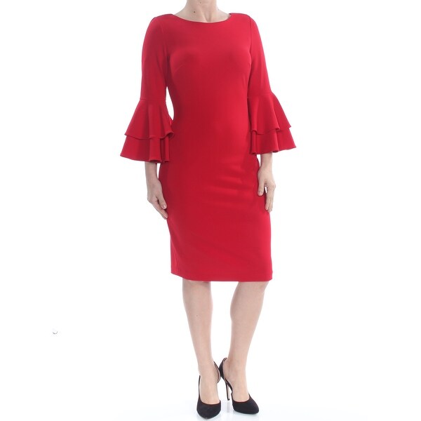 calvin klein red bell sleeve dress