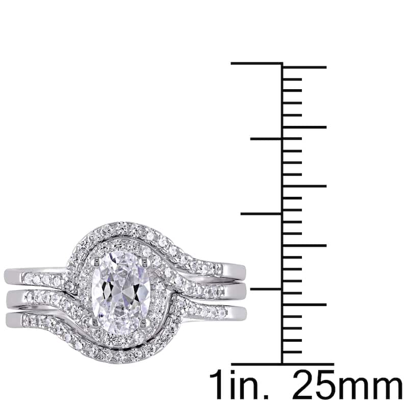 Miadora Halo Cubic Zirconia Swirl Bridal Set in Sterling Silver