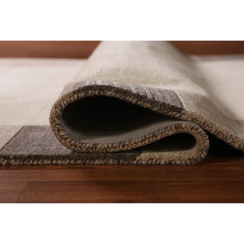 Gabbeh Indian Area Rug Hand-Tufted Beige Wool Carpet - 5'3" x 7'7"