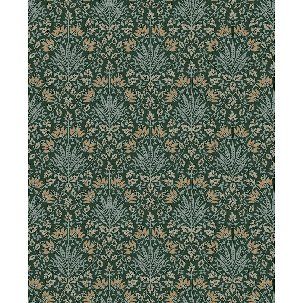 Chris Loves Julia x A-Street Prints Woodbury Evergreen Floral Damask Wallpaper