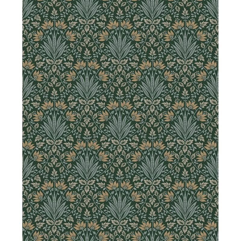 Chris Loves Julia x A-Street Prints Woodbury Evergreen Floral Damask Wallpaper