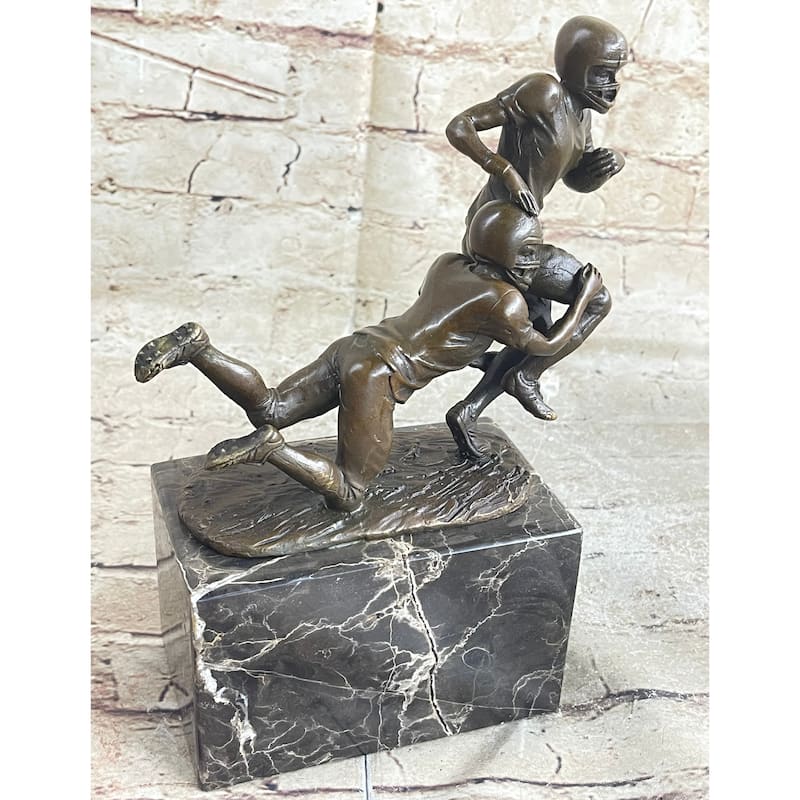 American Football Nfl Afl Athlete Bronze Sculpture Statue Trophy On Marble Base