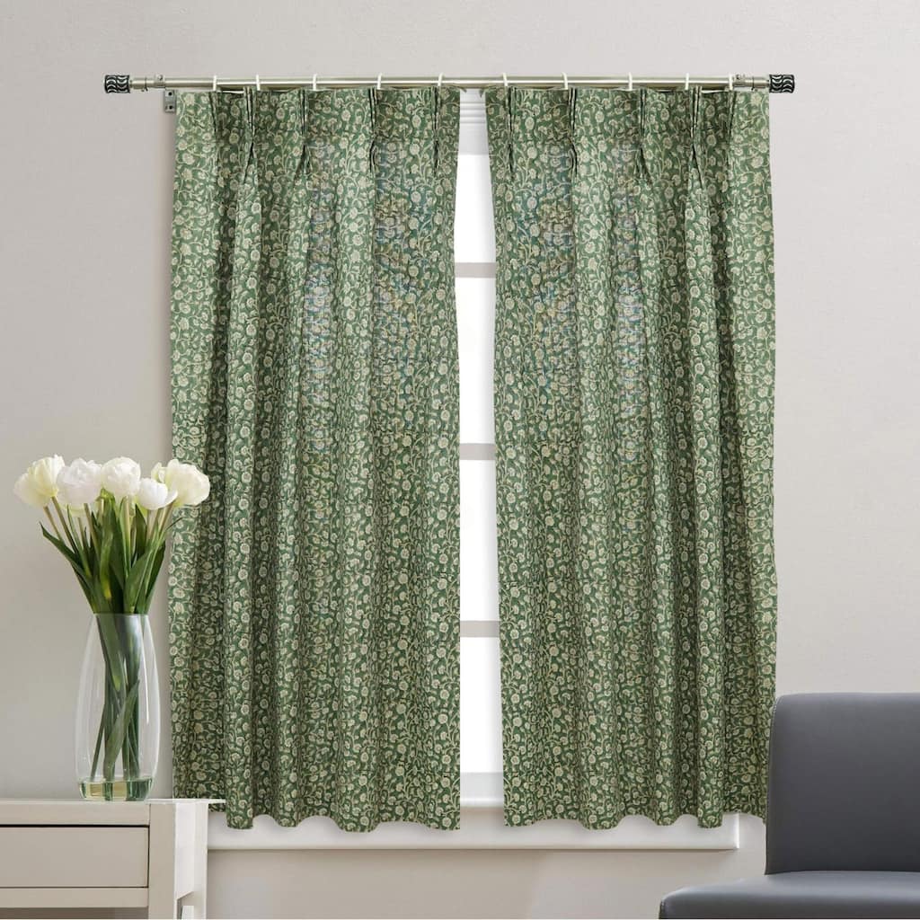 Fabdivine Vintage Style Handmade Floral Block Print Curtain for Room and Window Decor, Himachal