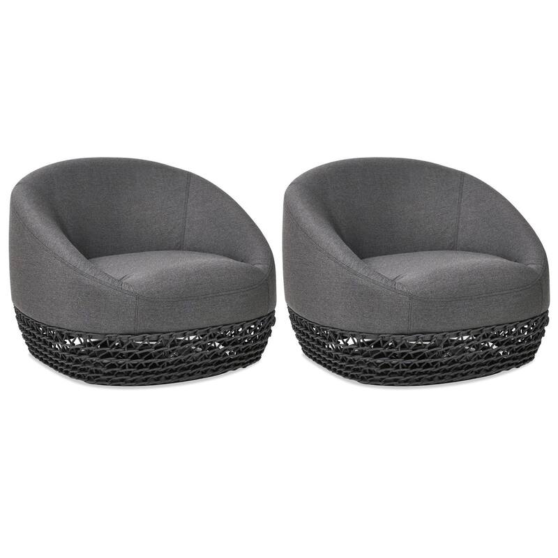 Willow 35.5" Woven Upholstered Deep Seating Outdoor Patio Armchair
