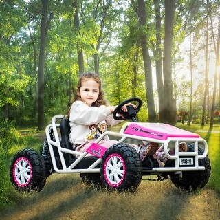 Electric Go-Kart 24V Ride-On for Kids 6+, 6MPH, 200W Motors, Off-Road, Shock Absorbers, High/Low Speed, Wide Seat