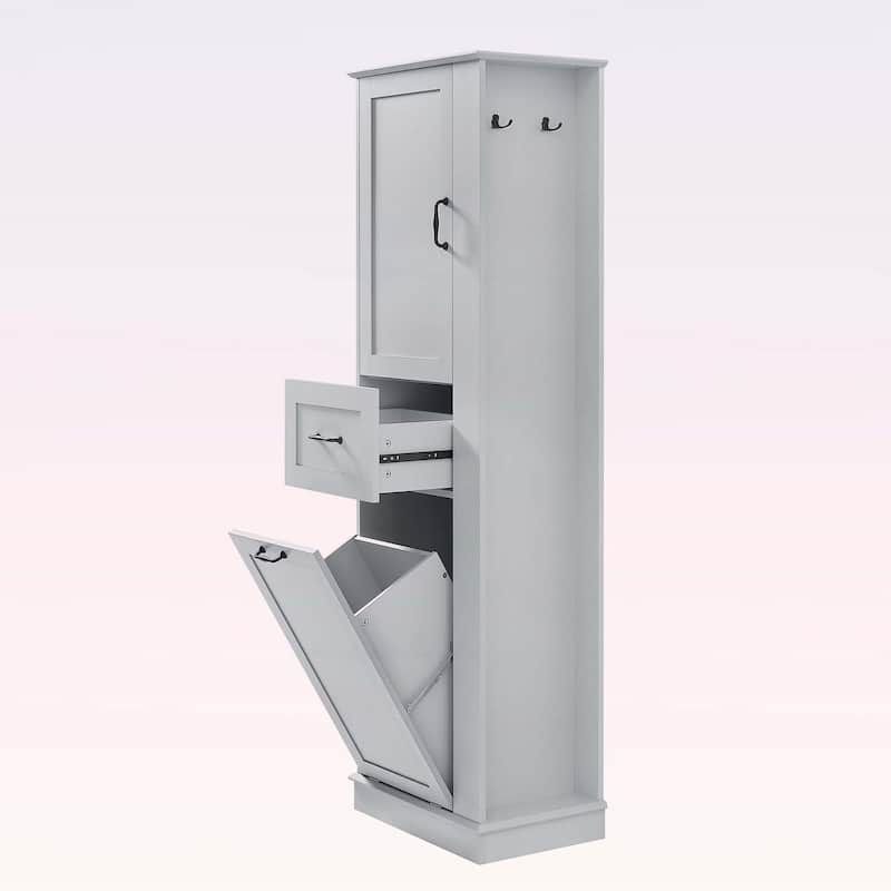 Tall Storage Cabinet with Tilt-Out Compartment,Adjustable Shelves,for Bathroom