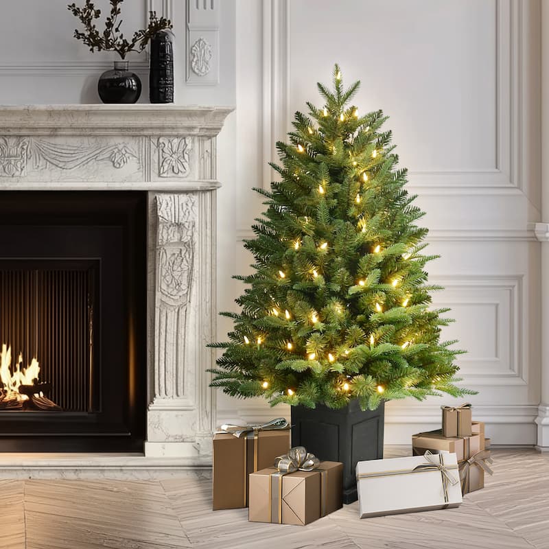 Puleo International 40" Pre-Lit Fraser Fir Potted Tree with 100 Warm White LED Lights