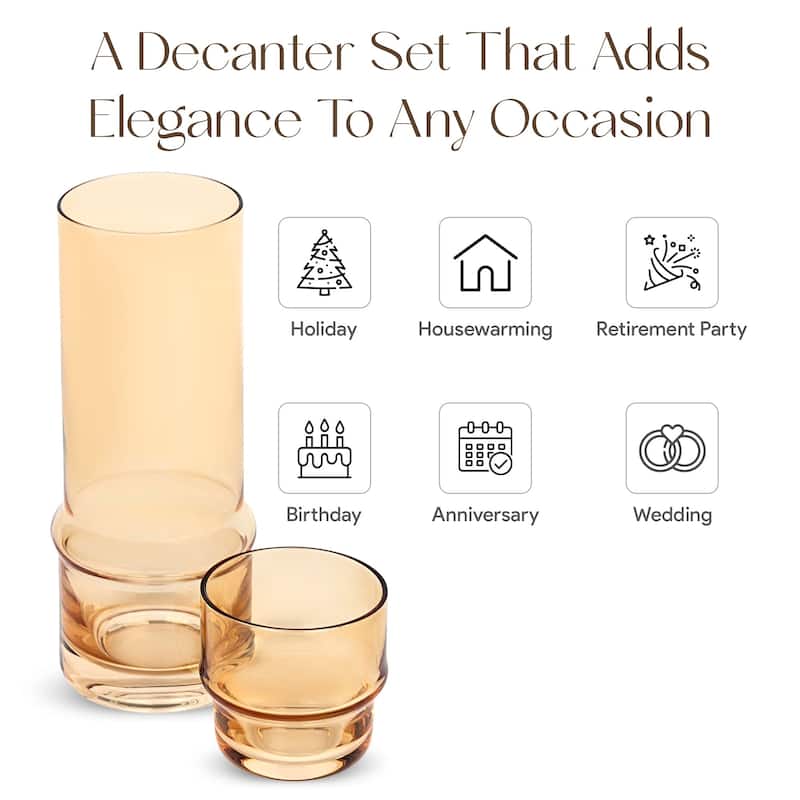 Elle Decor Bedside Water Carafe with Tumbler Doubles as Lid - 3.34" x 9.28"