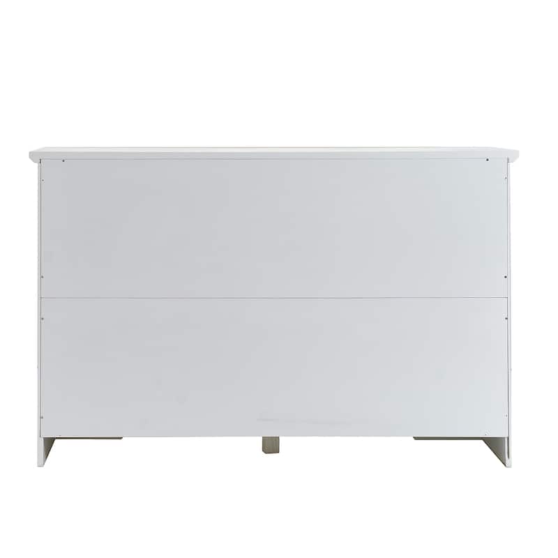 51 Inch White Farmhouse Sideboard Cabinet Drawers Doors Adjustable Shelves Kitchen Storage