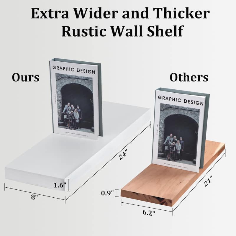 2 Piece Pine Veneer Wood Wall Mounted Floating Shelf