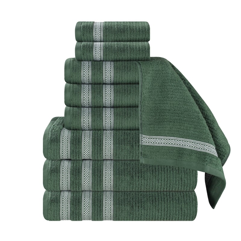 Superior Brea Zero Twist Cotton Ribbed Modern 9 Piece Bathroom Towel Set