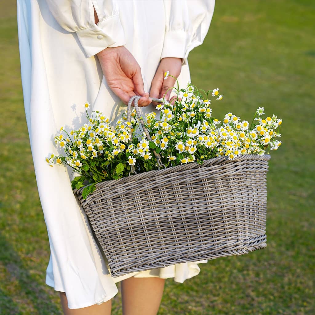 Front Bike Basket, Picnic Wicker Basket with Handle - 9.75"D x 13.75"W x 7.25"H