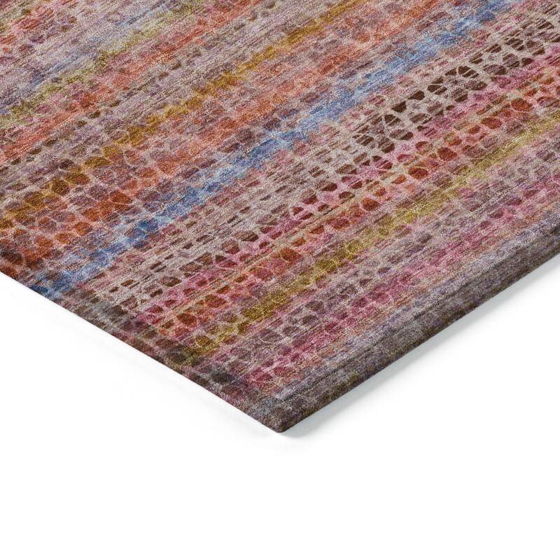 Machine Washable Indoor/Outdoor Transitional Striped Chantille Rug