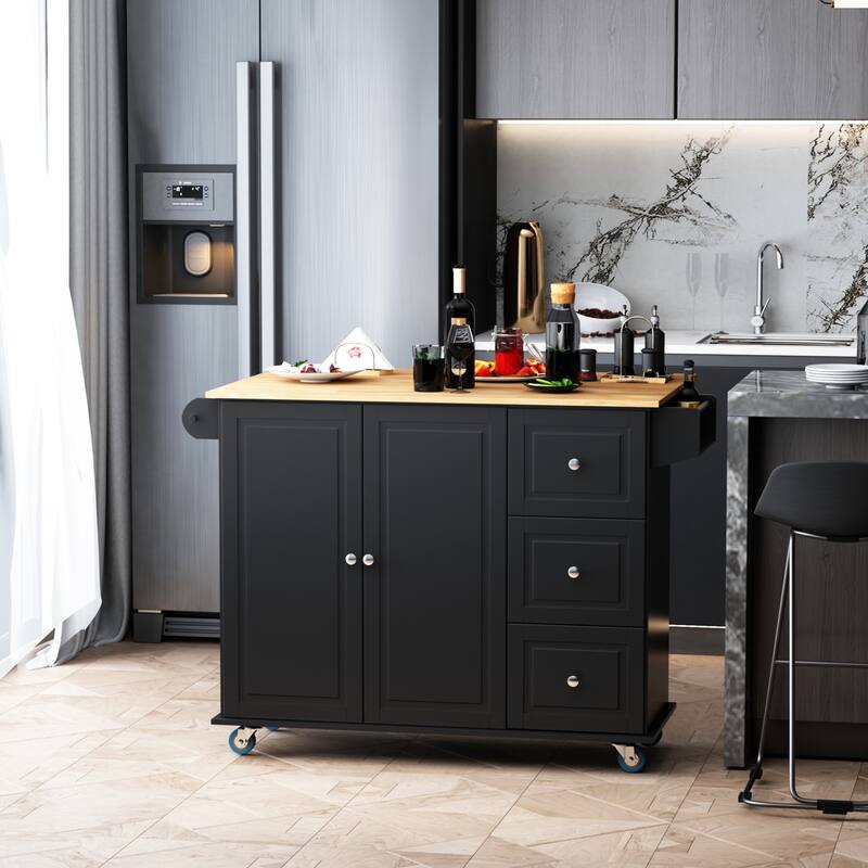 Mobile Kitchen Island With Drop Leaf(no include stool)