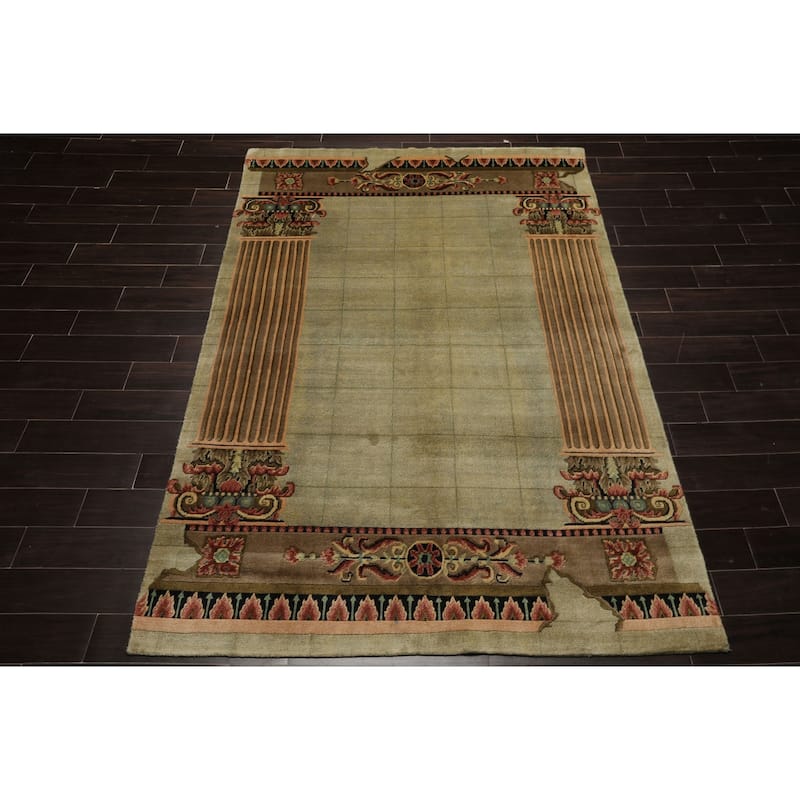 6x8'10'' Hand Knotted New Zealand Wool Mint Plush Pile Tibetan Traditional Rug - 6' x 8' 10''