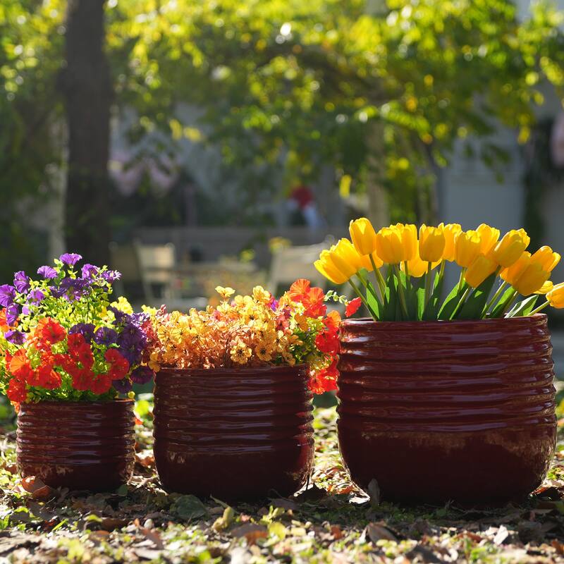 Indoor-Outdoor Handmade Ceramic Planter Set for Succulents and Cacti
