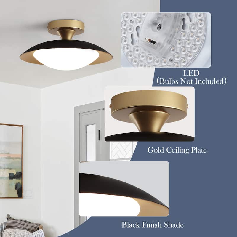 11.8-in W LED Compatible Mid-Century Modern Semi Flush Mount Ceiling Light