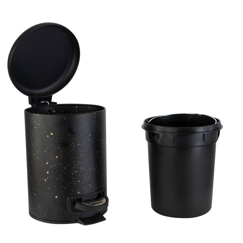 Elle Décor 2 Pack Speckled Design 3 Liter Step Bin with Lid Trash Can