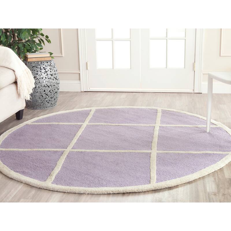 SAFAVIEH Handmade Cambridge Vija Modern Moroccan Wool Rug - 6' Round - Lavander/Ivory