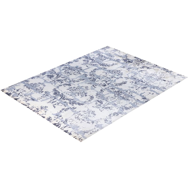 Modern One-of-a-Kind Hand-Knotted Area Rug, Ivory - 9' 2" x 12' 2"