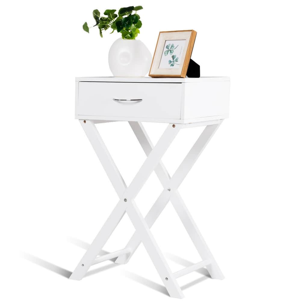 Costway Nightstand X-Shape Drawer Accent side End Table Modern Home