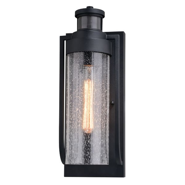slide 2 of 11, Vaxcel Lighting T0749 Lawton 16" Tall Outdoor Wall Sconce with Clear, Textured Black