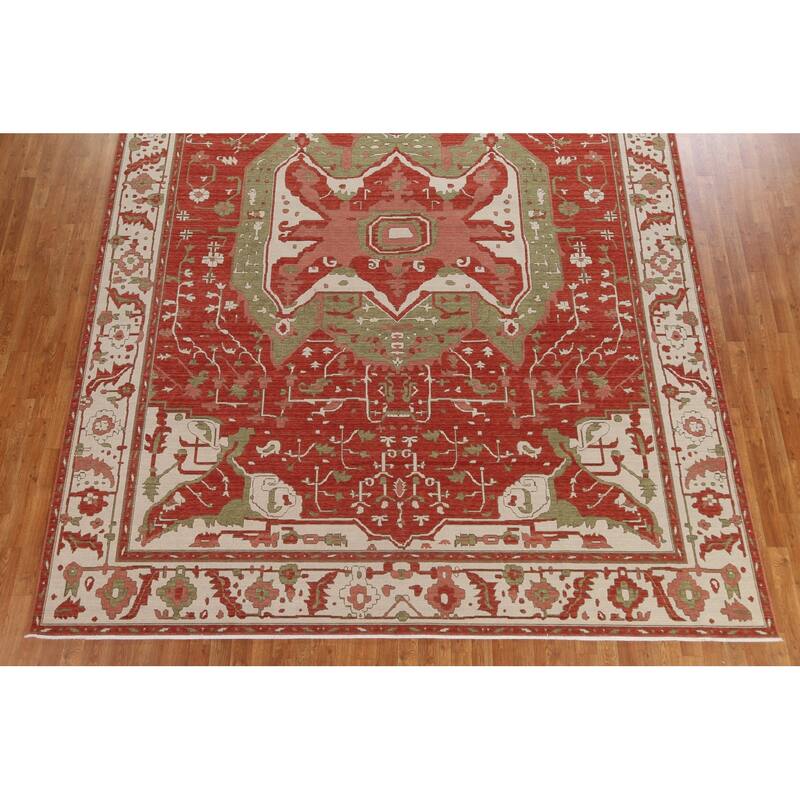 Red Heriz Serapi Turkish Oriental Area Rug Hand-knotted Wool Carpet - 9'9" x 13'0"