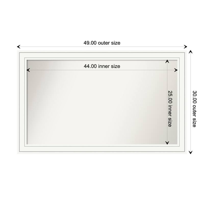 Craftsman White Framed Non-Beveled Custom Wall Mirror, Bathroom Vanity Mirror - Outer Size: 49 x 30