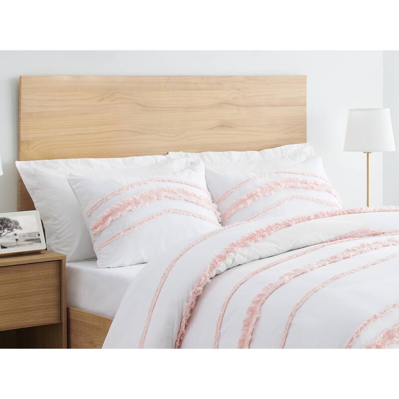 Sweet Jojo Designs Pink Cotton Boho Bohemian Girl 3pc Full/Queen-size Comforter Set -Blush, Farmhouse, Shabby Chic, Macrame Tuft