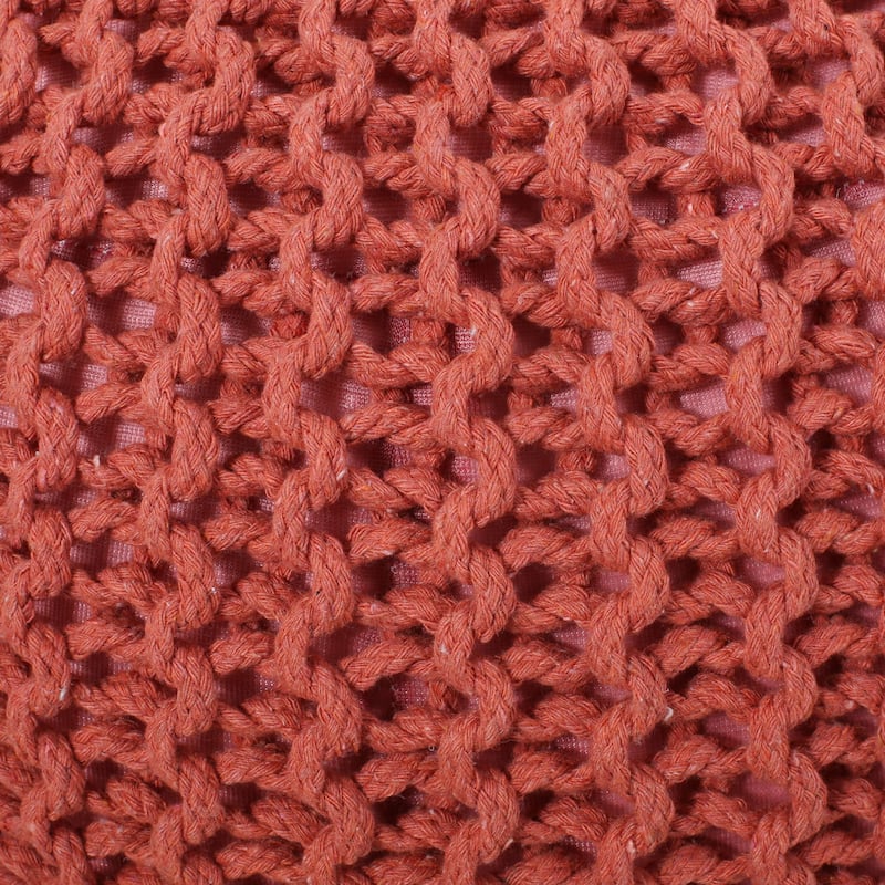 Bordeaux Knitted Cotton Round Pouf
