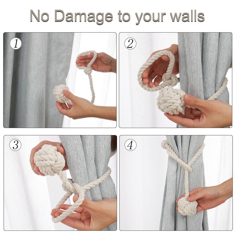 4pcs Curtain Tieback 24 Inch Holdback Decorative Rope Curtain Holder