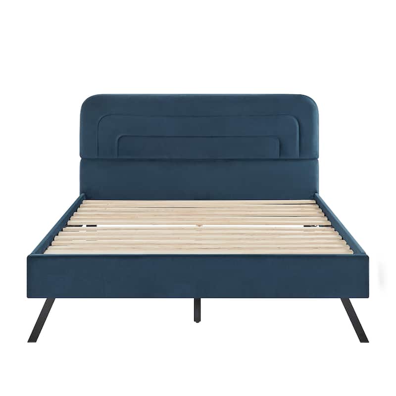 Studio Living Ashton Queen Upholstered Bed in Velvet Fabric