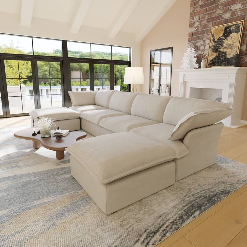 U-Shaped Velvet Sectional Sofa Modern Cushion Back Couch Sofa for Livingroom