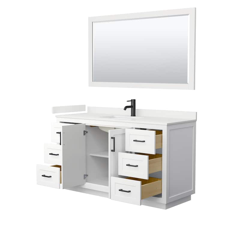 Miranda 60-inch Single Vanity, Quartz Top, 58-inch Mirror