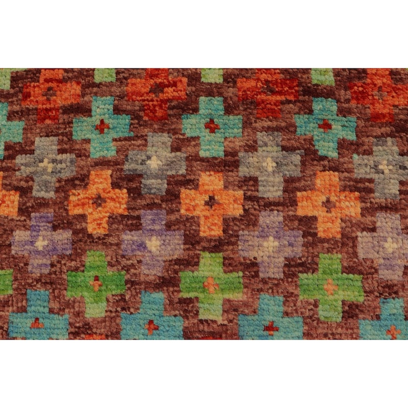 Contemporary Balochi Brown Brown/Rust Hand Knotted Wool Rug - 3'3'' x 4'11''