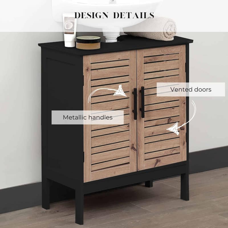 Under Sink Cabinet with U-Shaped Cut-Out, Double Vented Doors - 24"L x 11.8"D x 27.9"H