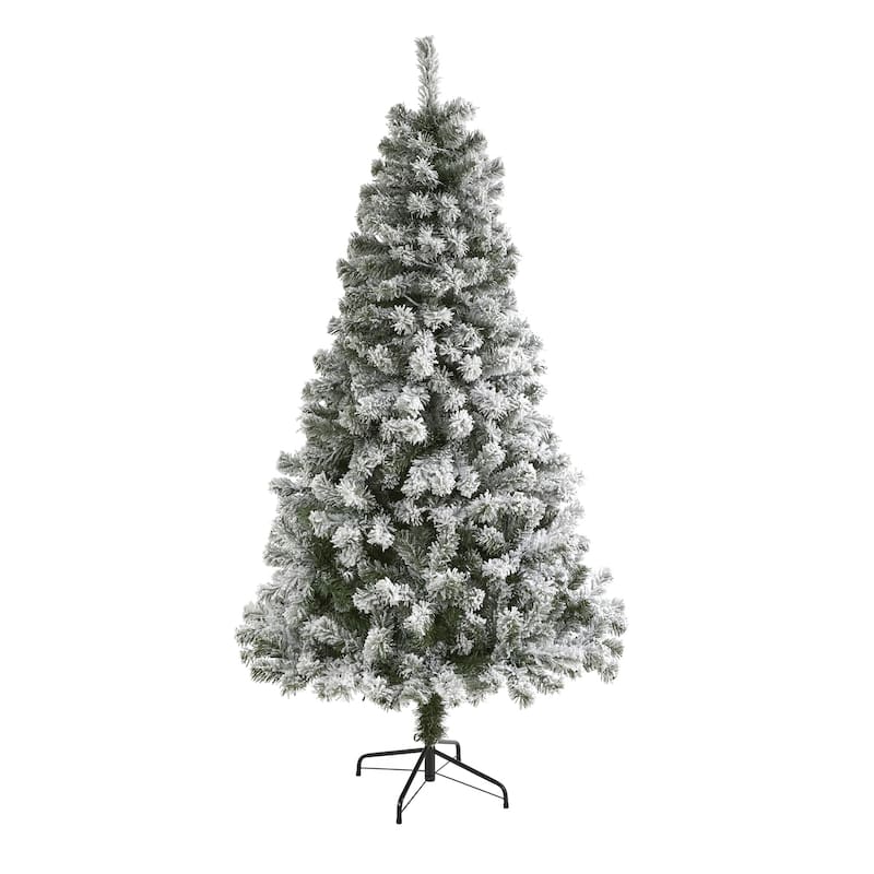 6ft. Flocked Fir Artificial Christmas Tree - Elegant Winter Wonderland Holiday X-Mas Display
