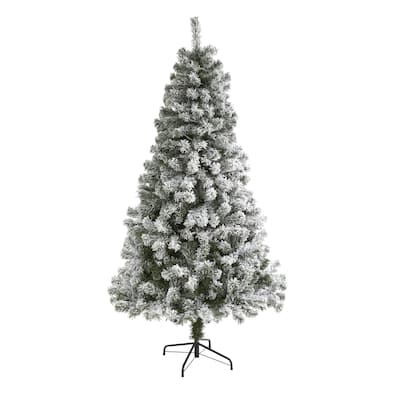 6ft. Flocked Fir Artificial Christmas Tree - Elegant Winter Wonderland Holiday X-Mas Display