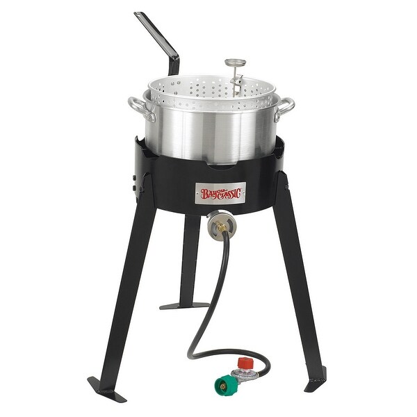 Bayou Classic 2212 22 Inch Aluminum Outdoor Fish Cooker Set - Black
