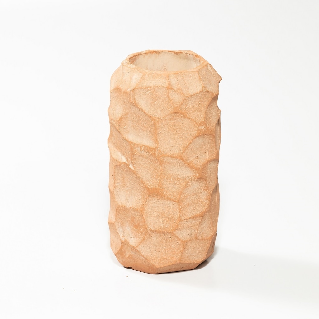 Lg Nugget Pot White Wash Dia 6.25" & H 12" - White Wash