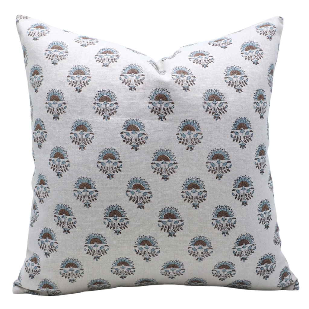 Fabdivine Linen Farmhouse Block print pillow Cover