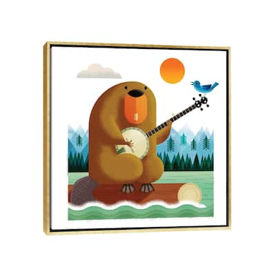 iCanvas "Banjo Beaver And Bluebird" by Gareth Lucas Framed Canvas Print