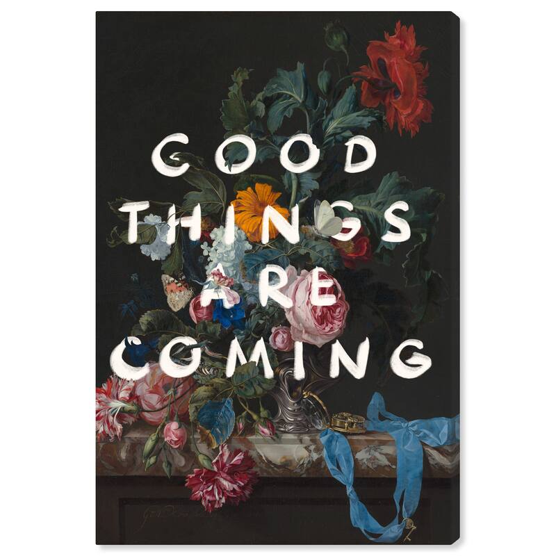Wynwood Studio Canvas Fashion and Glam Good Things White and Dark Green Modern & Contemporary Wall Art Canvas Print
