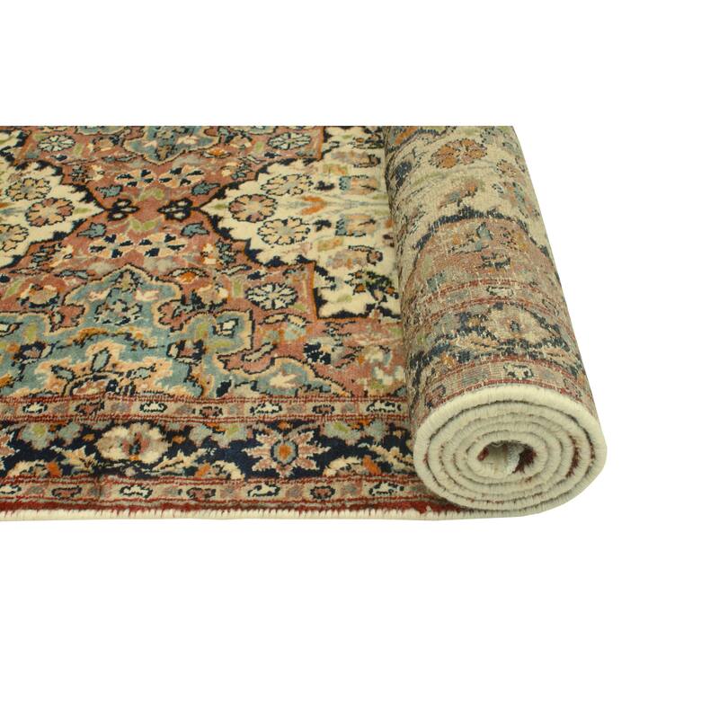 Pak-Persian Fikri Ivory/Navy Runner - 2'1" x 8'11"