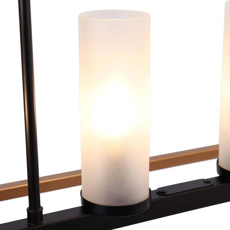 Modern Glam 4-Light Gold Linear Chandeliers Kitchen Island Lights for Dining Room - 28.5"L x 9"W x 19.5"H