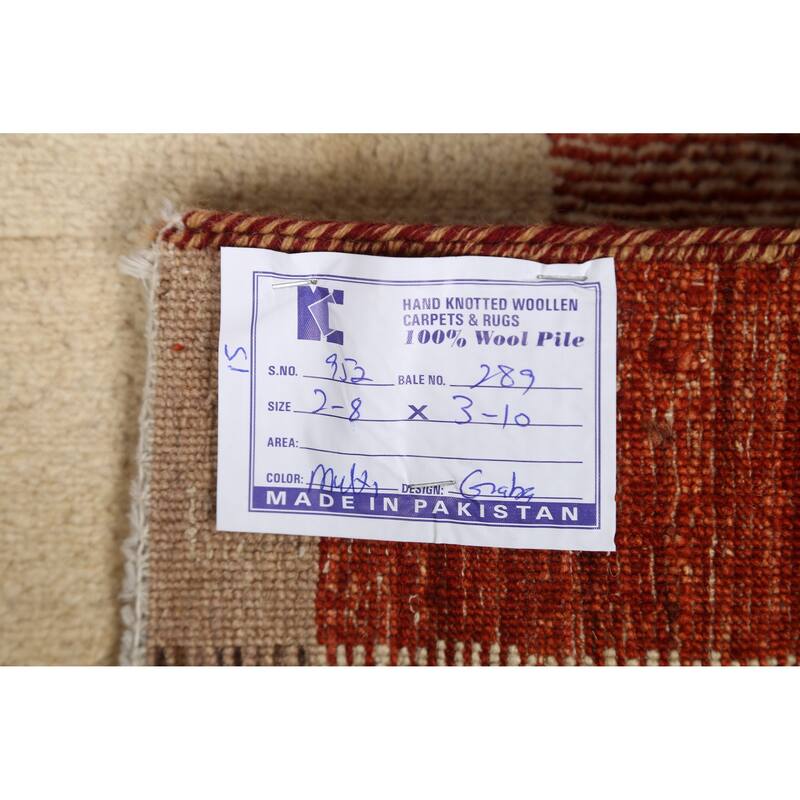 Modern Gabbeh Kashkoli Oriental Area Rug Wool Handmade Foyer Carpet - 2'7" x 3'8"