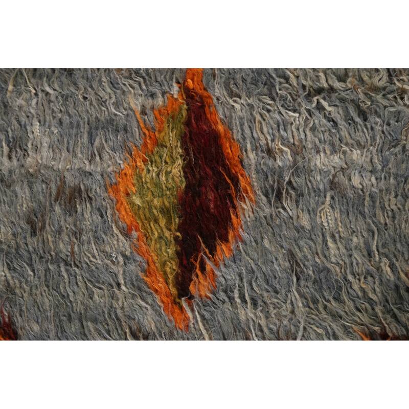 Hand Knotted Oriental 100% Wool Carpet Modern Tribal Navy Blue & Blues Moroccan Area Rug - 9' 9'' X 6' 4''