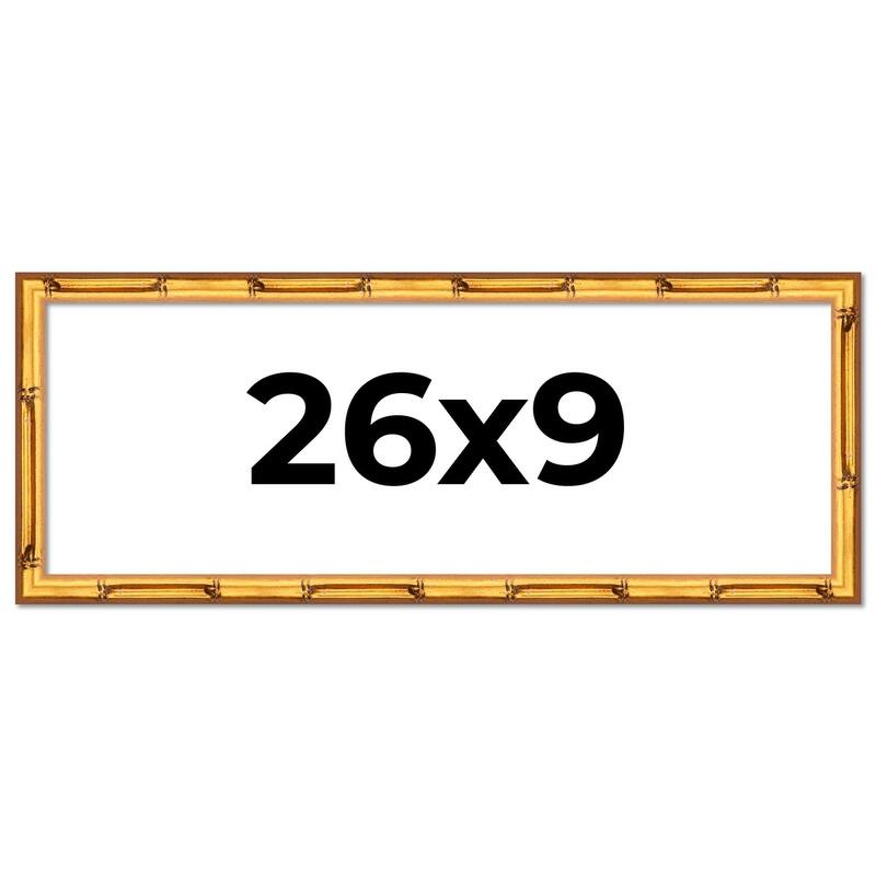 26x9 Frame Gold Bamboo Picture Frame Modern Photo Frame Includes UV Acrylic Shatter Guard Front Acid Free Foam Backing Board