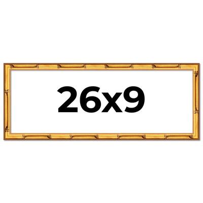26x9 Frame Gold Bamboo Picture Frame Modern Photo Frame Includes UV Acrylic Shatter Guard Front Acid Free Foam Backing Board