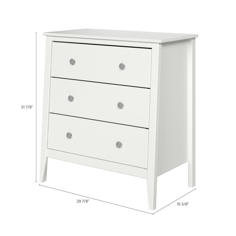 Jela Solid Wood 3 Drawer Dresser - White
